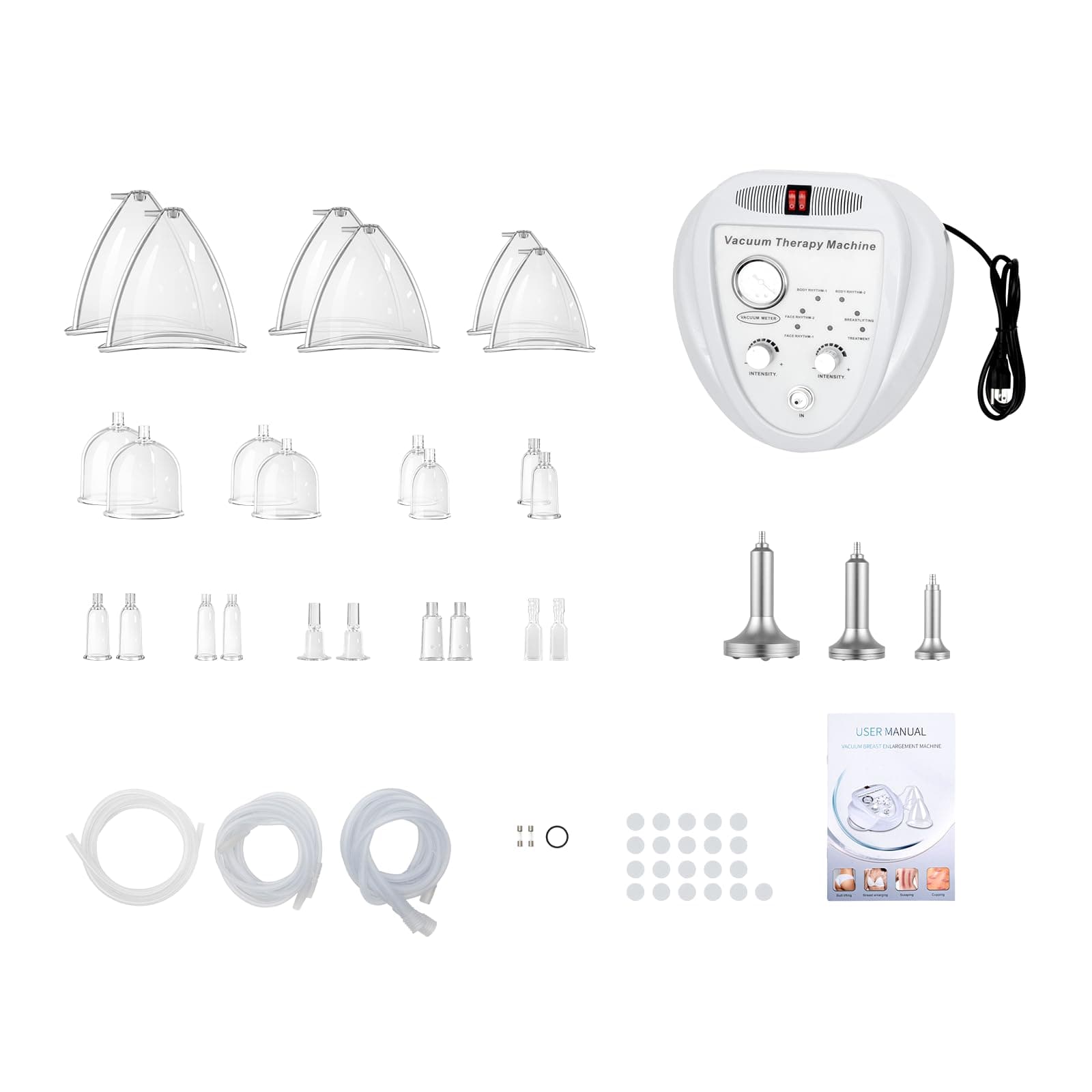 Vacuum Therapy Machine, Professional Vacuum Cupping Machine with 30 Cups & 3 Hose for Salon SPA, Body, Back Massage Care, 6 Adjustable Modes, Max Suction 70cmHg