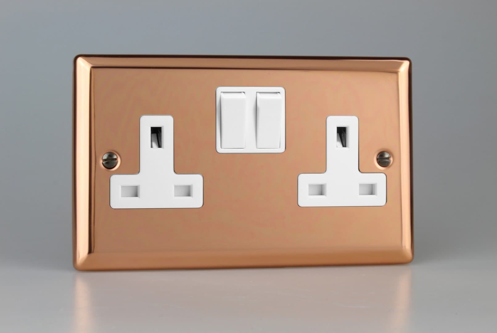 2-Gang 13A Double Pole Switched Socket Polished Copper