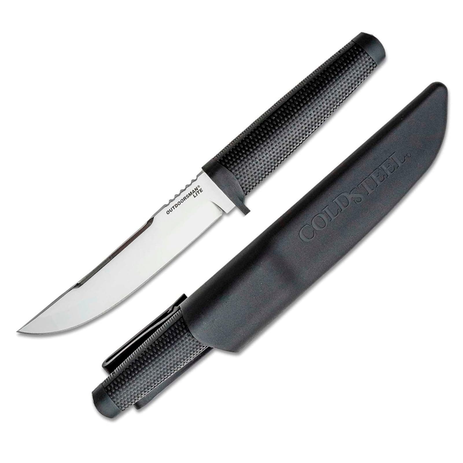 COLD STEEL Outdoorsman Lite Durable Lightweight 4116 Stainless Steel 6" Fixed Blade Tactical Outdoor Hunting Knife, Textured Kraton Handle, Hard Plastic Sheath