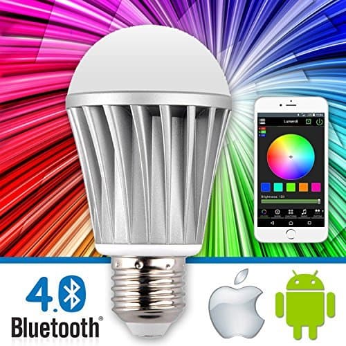 Lumen8 Bluetooth 7.5W Multi-Colored Smart LED Light Bulb; Smartphone Controlled, Dimmable - Works with iPhone, Android Phone and Tablets (BT7WB1)