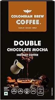Colombian Brew Double Chocolate Mocha Instant Coffee, No Sugar, 20 Sachets