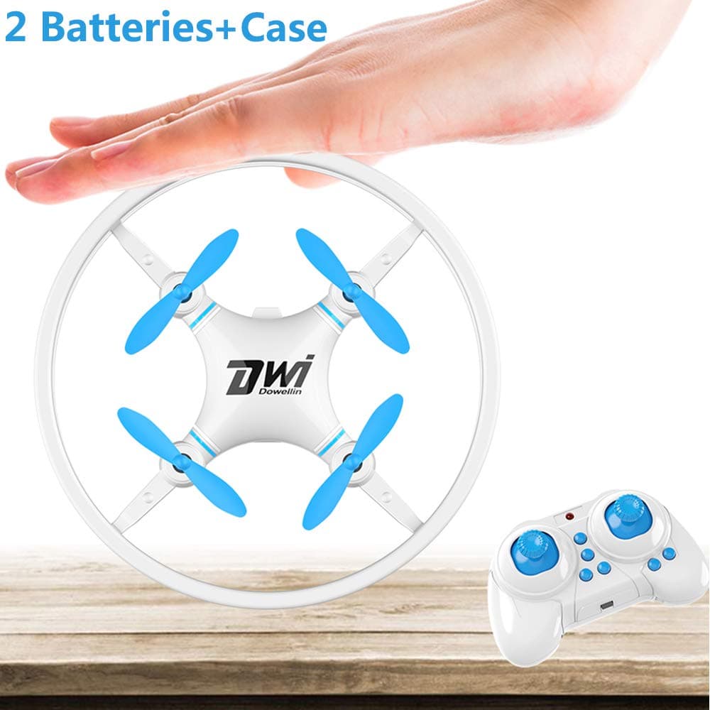 Dwi Dowellin Mini Drone Crash Proof RC Quadcopter One Key Take Off Nano Drones Toys for Kids Beginners Children Comes with Carrying Case and 2pcs Batteries, Blue