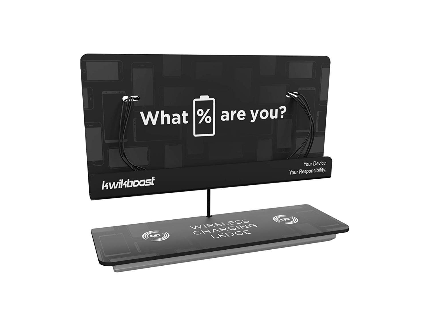 KwikBoost Wall Mount + Shelf, Cell Phone Charging Station, Multi-Device Kiosk with 10 Ports. Compatible with iPhone, iPad, Samsung, Tablets. Made in The USA. Great for School, Office, Business, Events