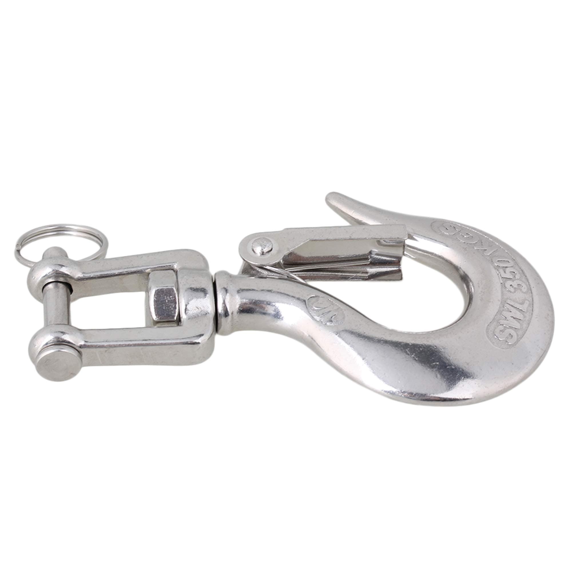 CNBTR Silver American Type Trigger Clevis Swivel-Eye Lifting Snap Tone Hook 304 Stainless Steel with 350KG Loading Capacity