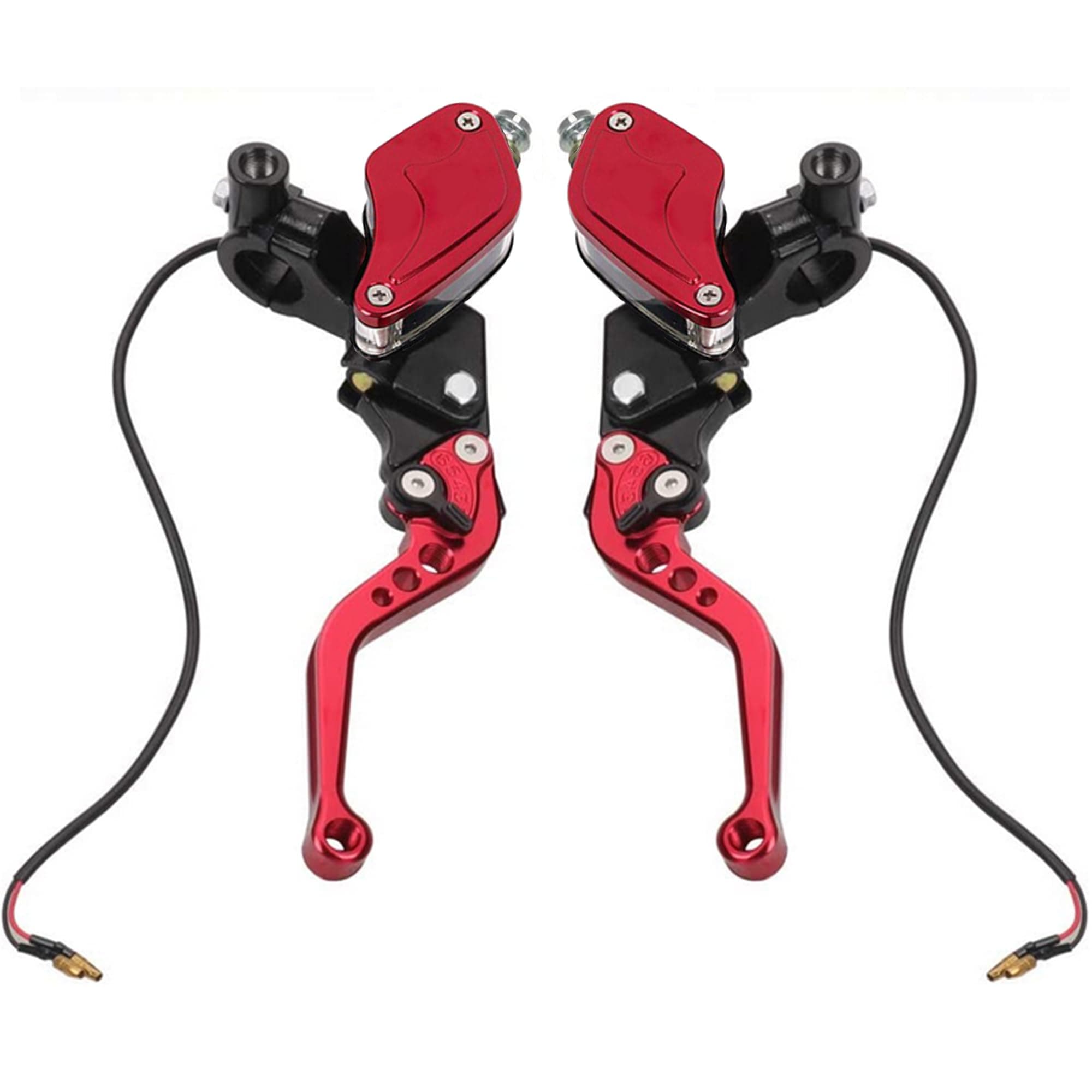 - Motorcycle Brake Clutch Pump Lever with Dual Hydraulic Master Cylinder Reservoir Set 7/8" 22mm Piston Universal CNC Compatible with Honda Yamaha Kawasaki Suzuki (Red)