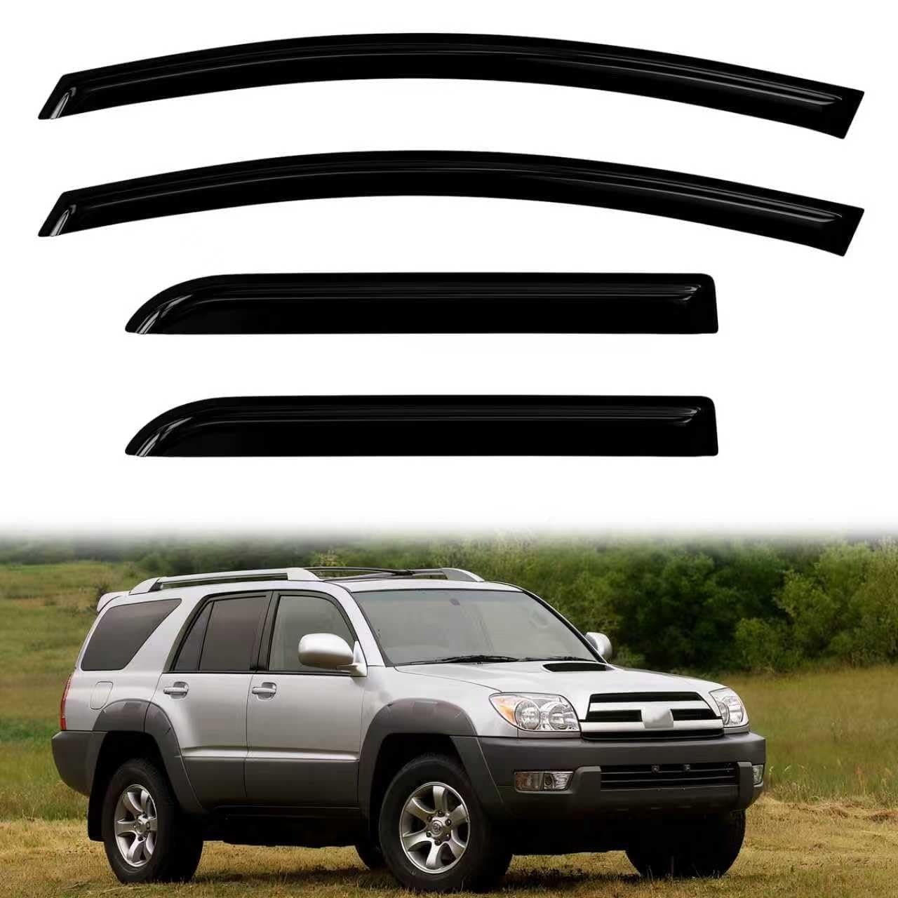 4PC Rain Guards for 2003-2009 Toyota 4Runner Window Visors for 03-09 4Runner Deflectors Sun Shades Vent Tape On Out Channel