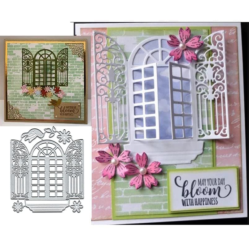 Flower Switch Window Metal Die Cuts, Flower Switch Window Cutting Dies Embossing Stencils DIY Crafts Cards Cutting Dies Cuts for DIY Embossing Card Making Photo Decorative Paper Dies Scrapbooking