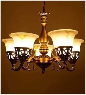 DarkVision Corded Electric, Metal 5 Light Chandelier Light, Golden Antique for Living Room/Bedroom/Cafe/Restaurant/Kitchen/Offices/Indoor/Outdoor and Home Decoration (1228 (5 Light), Without Bulb)