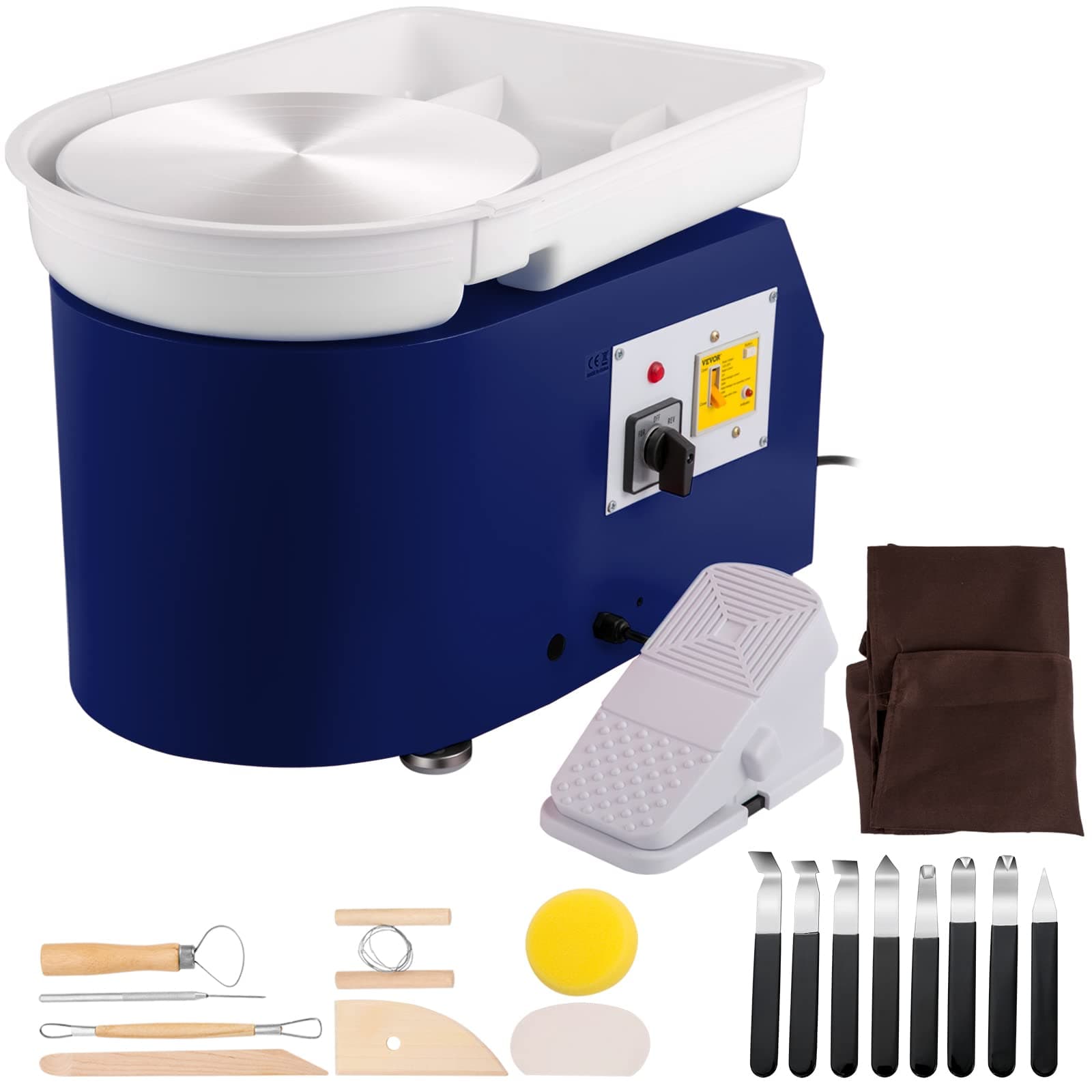 Electric Ceramic Machine 0-300r/min Ceramic Wheel Machine 28cm Turntable Size Ceramic Training Machine for Beginner and Lover Ceramic Creation Blue