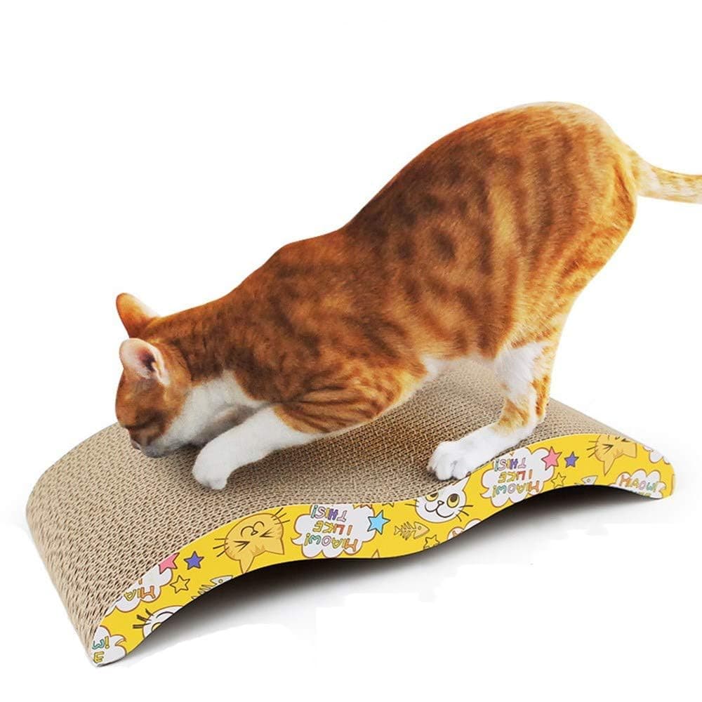 Mumoo Bear Cat Scratcher Cat Scratching Board Durable Kitten Scratching Pads with Organic Catnip, Reversible Cat Scratcher Lounge Made From Recyclable Corrugate Cardboard