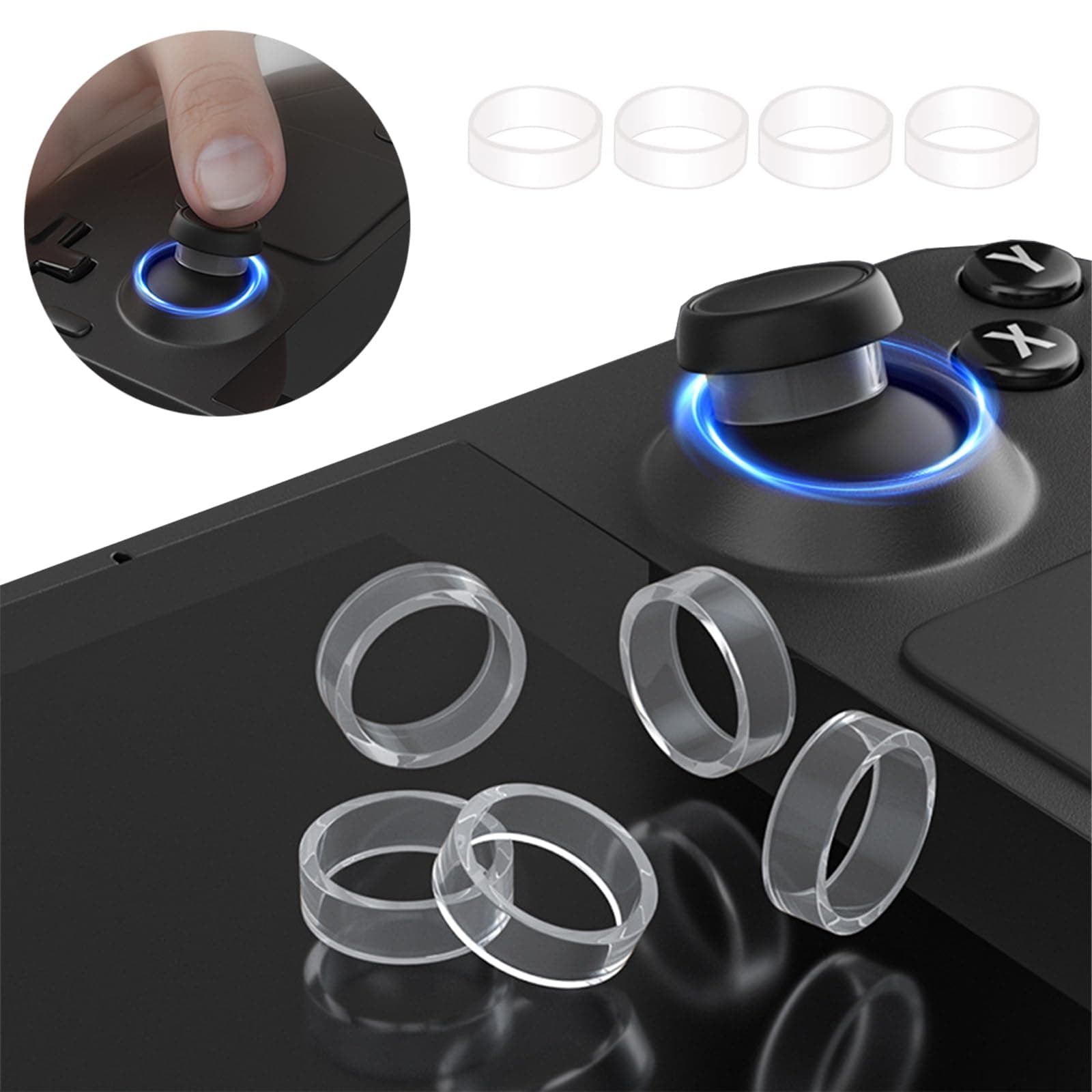 (4 Pack) Miimall Compatible with Steam Deck Joystick Protectors, Invisible Elastic Clear TPU Anti-Wear Protector Ring for Steam Deck/Xbox / PS4 / PS5 / Rog Ally Joystick Accessories
