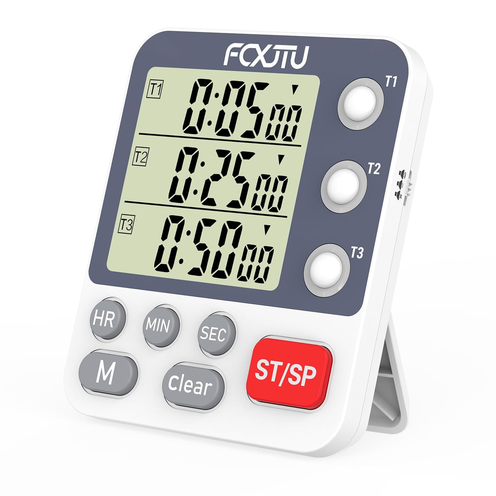 FCXJTU Digital Dual Kitchen Timer, 3-Channel Magnetic Countdown Stopwatch Timer for Cooking, Large Display, Loud Alarm, 100Hr Multi Food Classroom Timer for Seniors & Teachers (Battery Included)