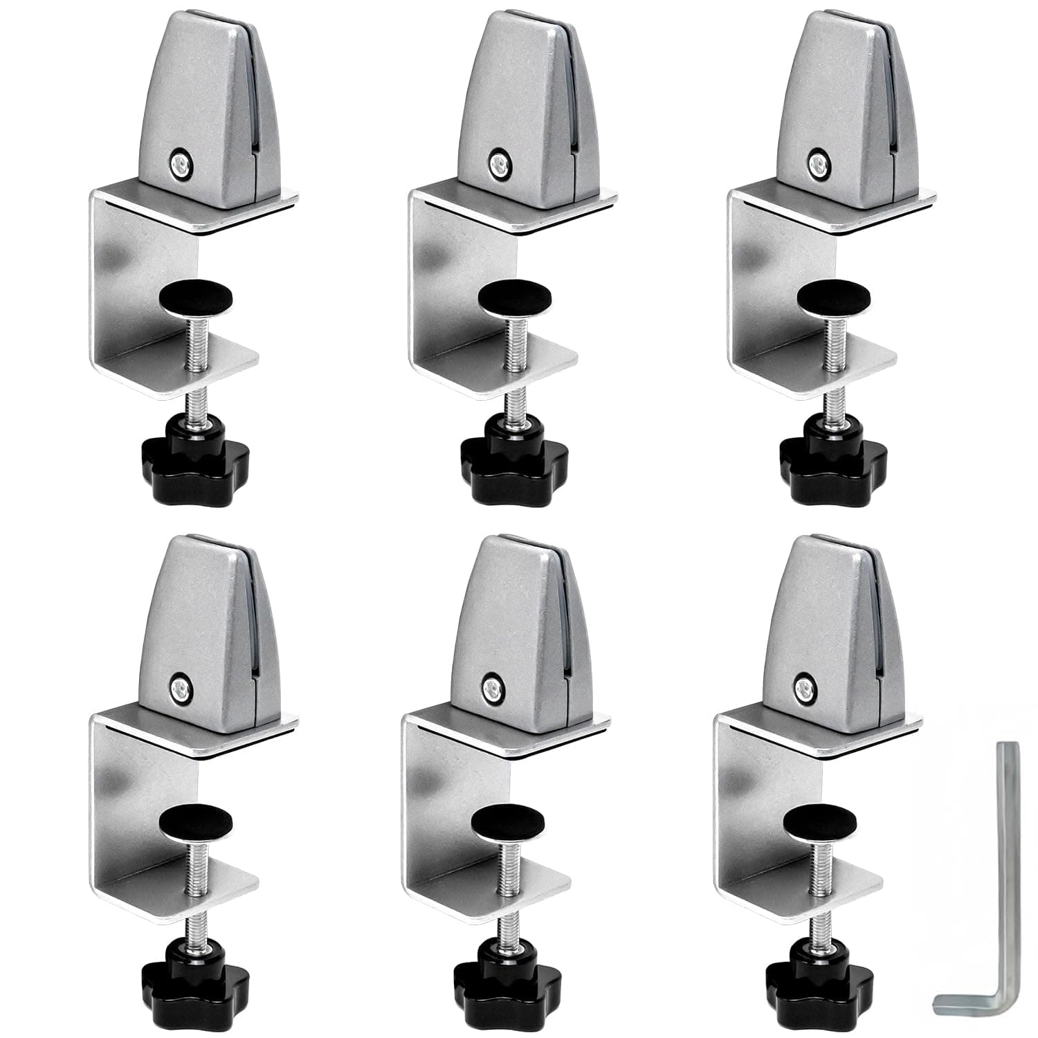 6-Pack Desk Shield Clamp for 2 to 20mm Thick Panel, Adjustable Desk Divider Clips, Aluminum Sneeze Guards, Desk Privacy Panel Clamps for Offices, Stores, Schools