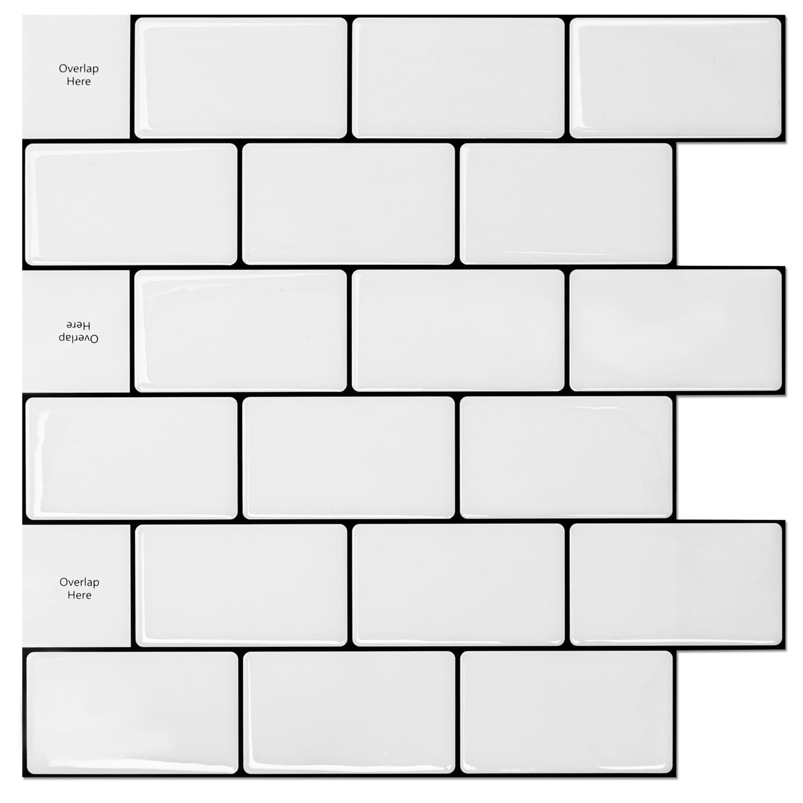 Art3d Backsplash Tile for Kitchen Peel and Stick, 10-Sheet Stick on Subway Tiles for Kitchem, Bathroom Back Splashes, 12"x12", Warm White with Black Grout