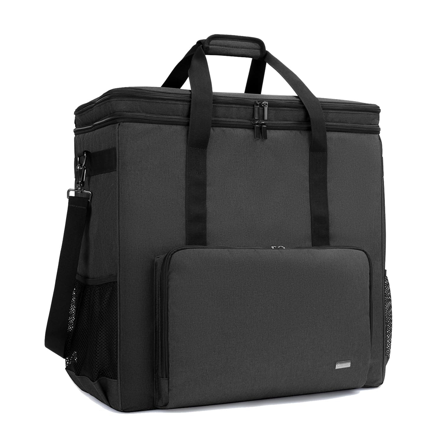 CURMIO Double-Layer PC Carrying Case, Desktop Computer Travel Bag for PC Chassis, Keyboard, Mouse and Headphone, Bag Only, Black