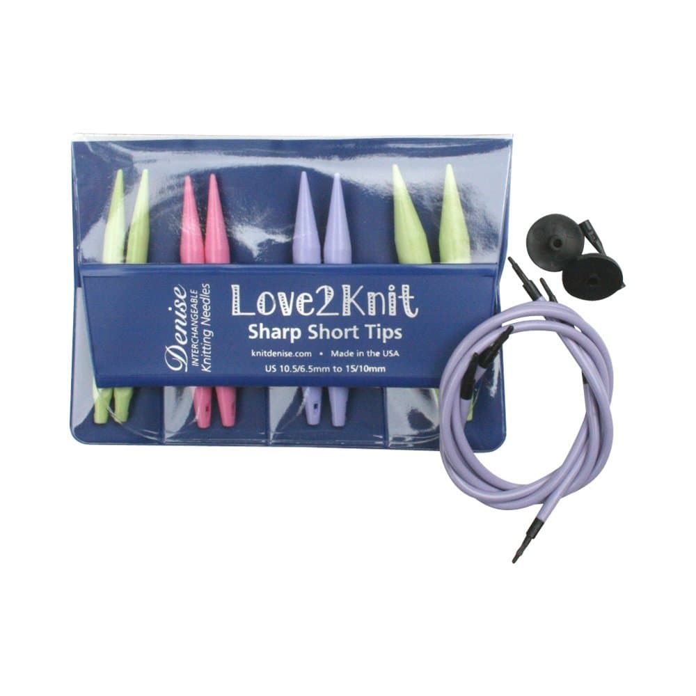 Love2Knit Sharp Short Tip Interchangeable Knitting Needles (US10.5-15, Pastel)