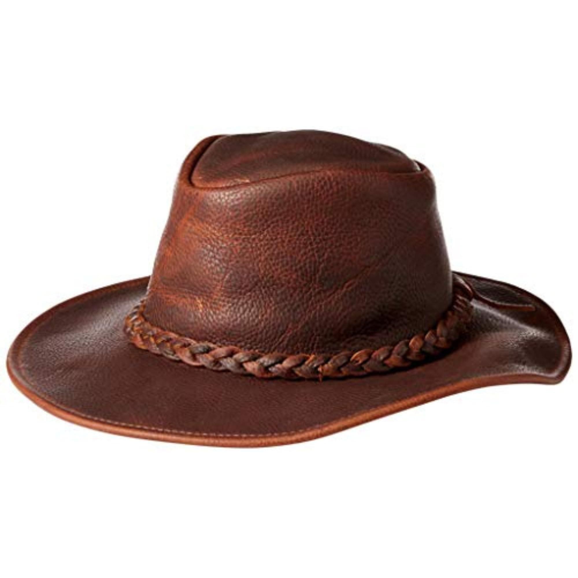 Henschel Walker Authentic Leather Hat - Official Coyote Peterson Hat - Shapeable Brim with Braided Band - Full Grain Leather - for Heavy Duty Adventures and Distinctive Style