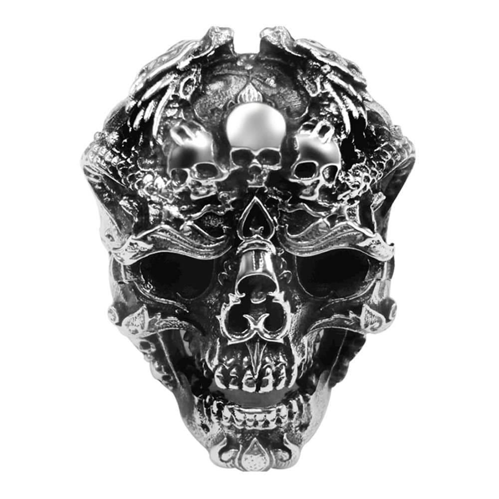 ZABRA Men 925 Sterling Silver Skull Ring Size Adjustable Cool Gothic Jewelry