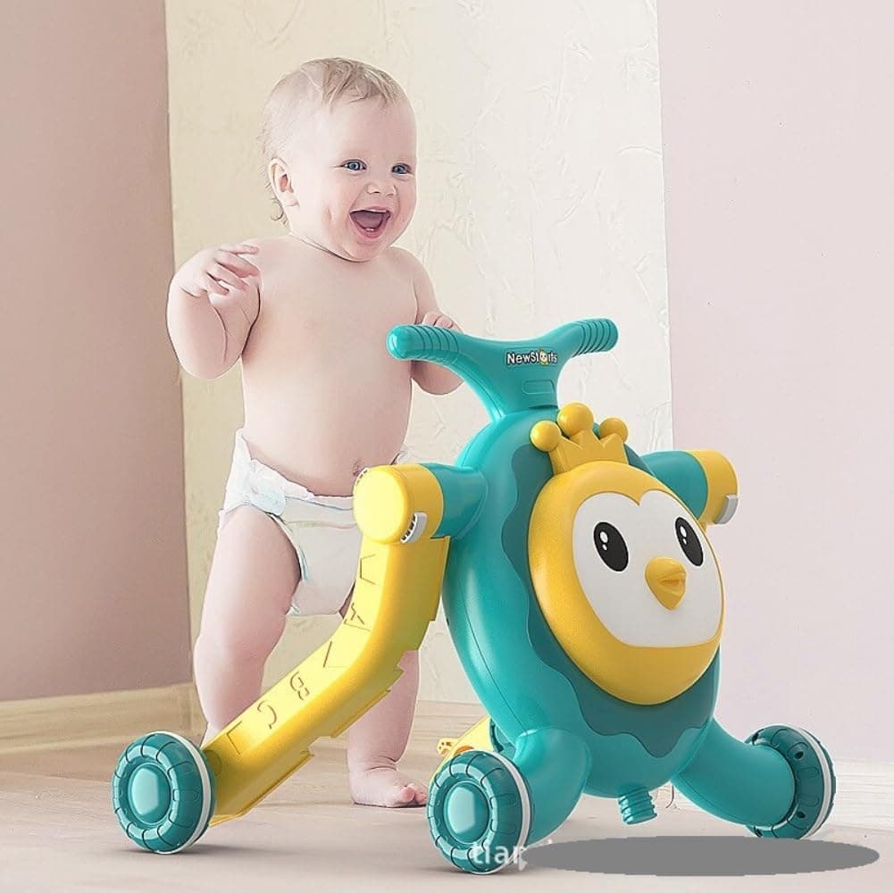 MUMMAMIA 3 in 1 Sit-to-Stand Learning Walker Scooter Baby Walker Ride on Car Kids Multifunctional Activity Center Educational for Girls and Boys (Green)