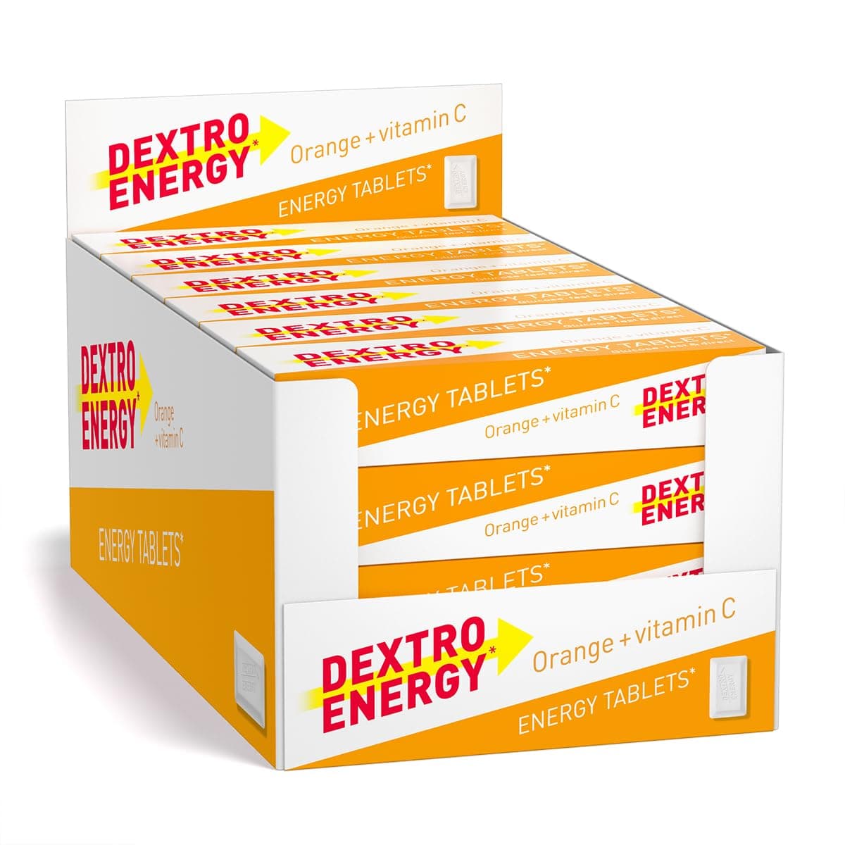 Dextro Energy Orange Tablets | Fast Acting Carbohydrates for a Quick Burst of Glucose | with Vitamin C for reduction of tiredness and fatigue | Vegan | 47g (Pack of 24)