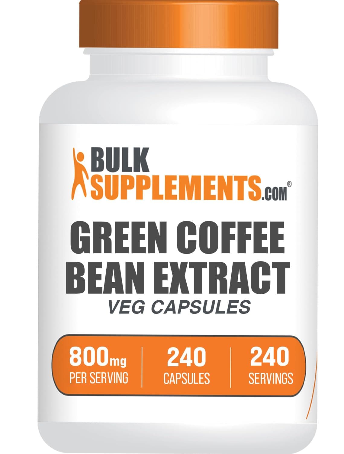 BulkSupplements.com Green Coffee Bean Extract Capsules - Green Coffee Bean Supplement - Gluten Free, 1 Capsule per Serving (800mg), 240 Veg Capsules (Pack of 1)