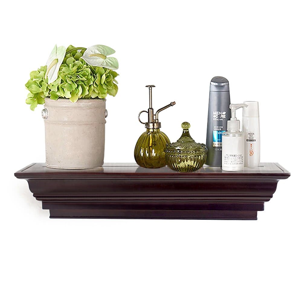 AHDECOR Crown Modeling Floating Shelves Wall Mounted Ledge for Home Decor, Super Sturdy, Easy to Install(Espresso Brown)
