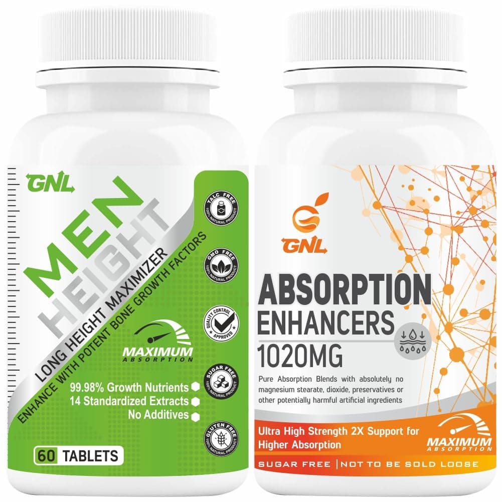 GNL Height Increase Medicine For Men To Help Support Increasing Long Growth, And Strong Bones With Essential Amino Acid Supplement -60 Tablet (Pack 1)