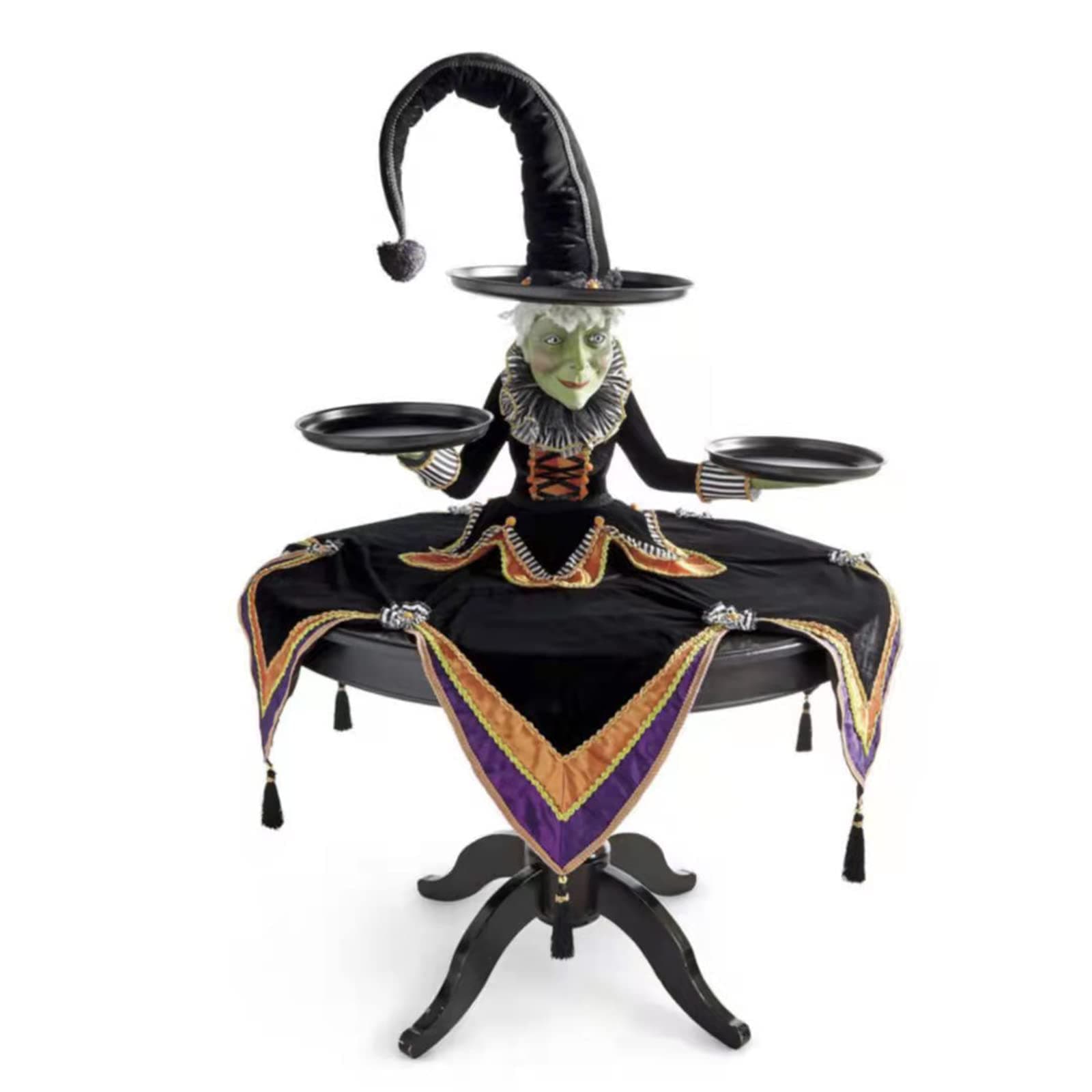 Abbcoert Halloween Witch Display Stand Tray Halloween Witch Tabletop Server Decoration Resin Crafts Desktop Decoration Funny Witch Ornament (large)