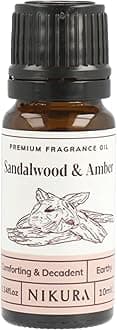 Sandalwood & Amber Fragrance Oil - 10ml | for Gifts, Diffusers, Candle Making, Soap Making | Great for use in Bath Bombs, Perfume Oil, Perfume Scents | Vegan & UK Made