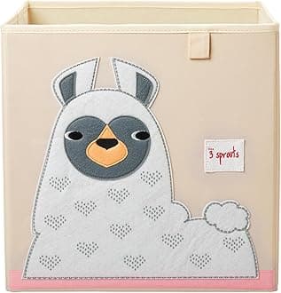 3 Sprouts Toy Storage Organizer: Toy Box Cube Organizer for Playroom, Nursery - Foldable Storage Bin - Llama