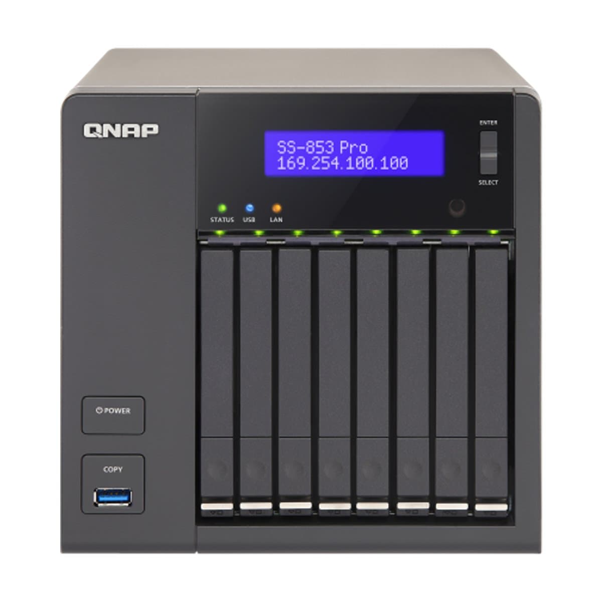 Qnap Network Attached Storage (TS-853S-PRO-US),Black; silver