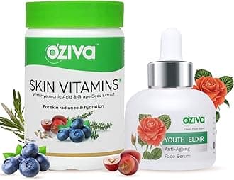 OZiva Skin Vitamins with Hyaluronic Acid + Youth Elixr Anti Ageing Face Serum with Phyto Retinol for Radiance & Wrinkle Reduction