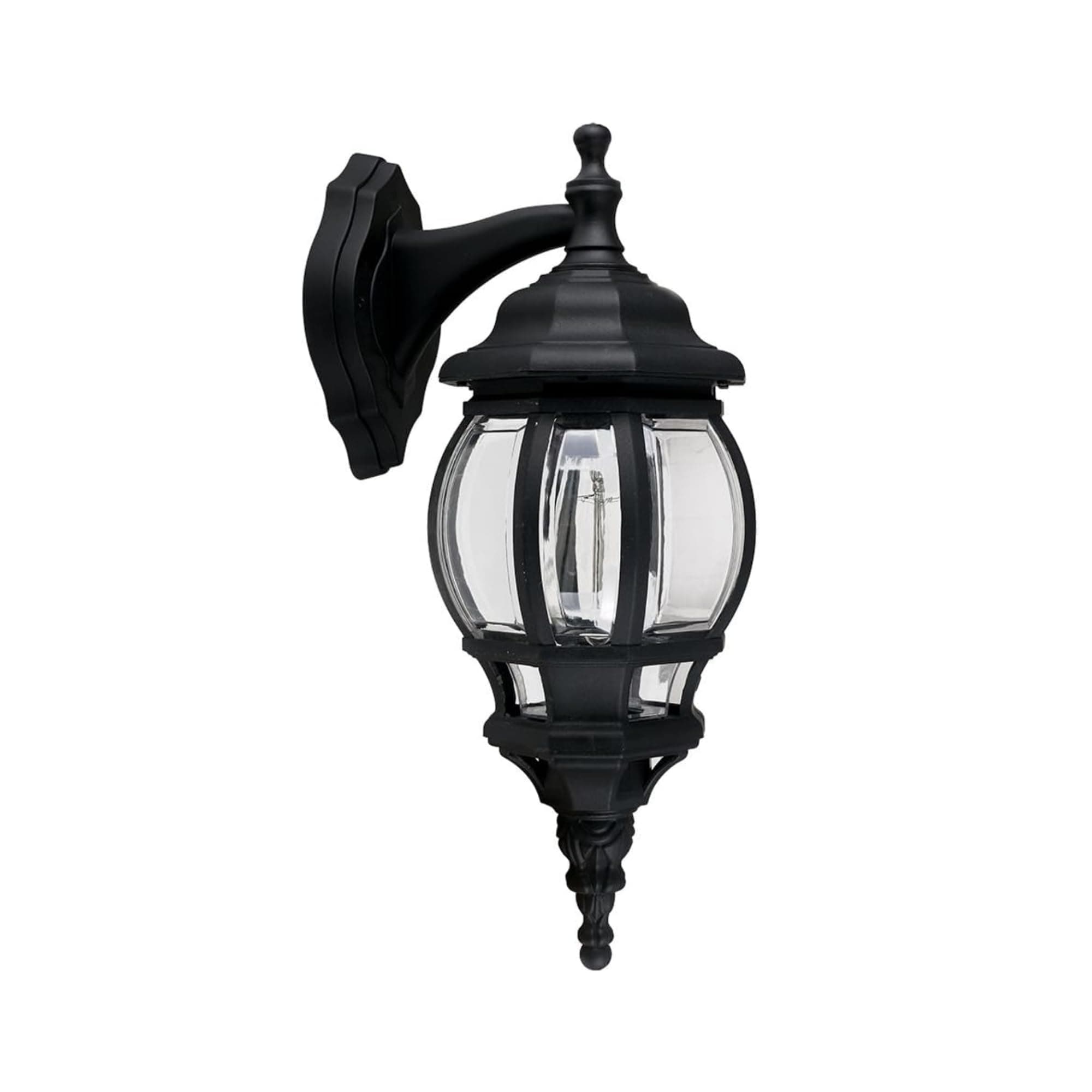 Traditional Style Black and Clear Security Wall Lantern | Outdoor Wall Lights, Home Décor & Improvement Essential | Mains Wired