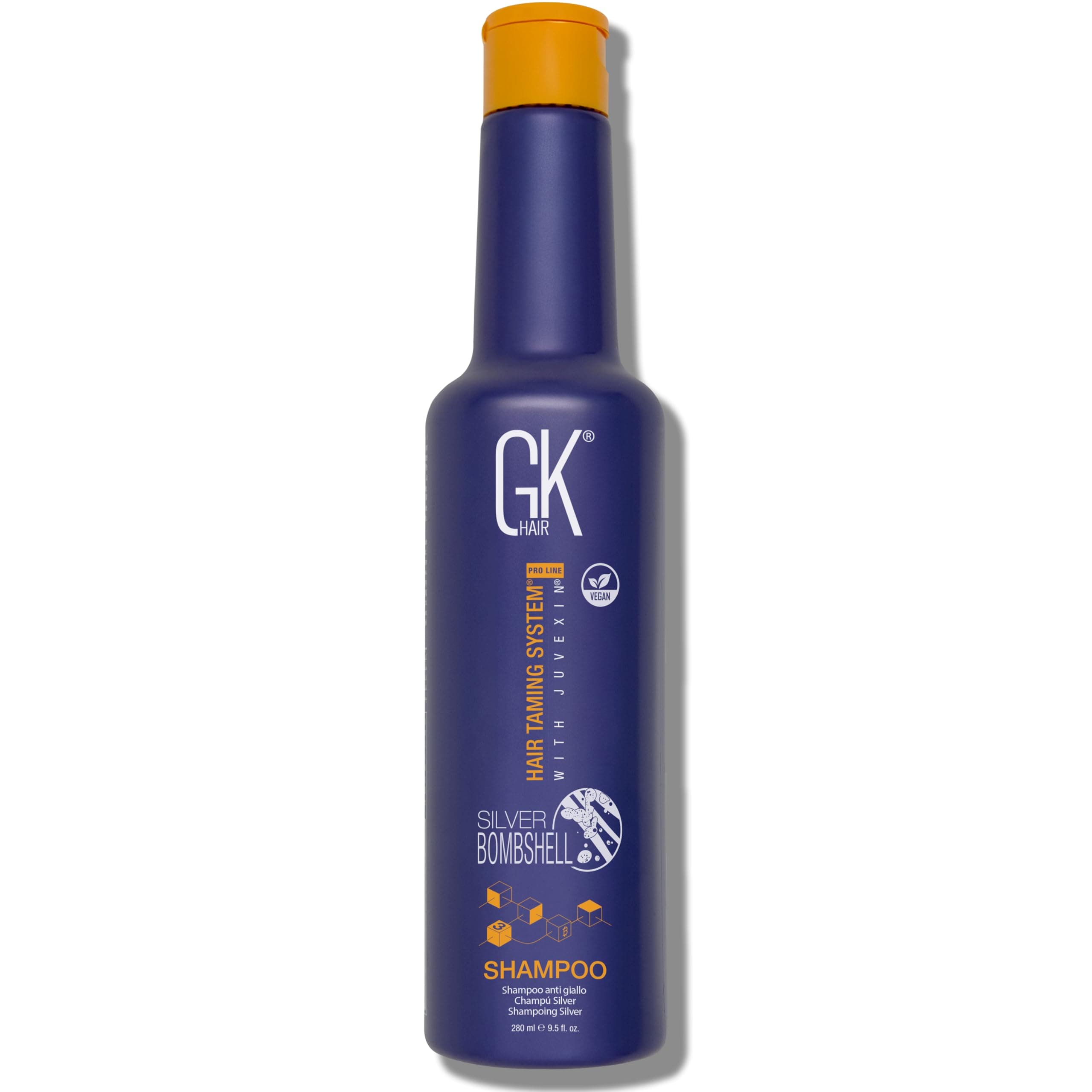 Global Keratin Silver Bombshell Purple Shampoo (280ml/9.5 Fl Oz) For Blonde Platinum Ash Silver & Gray Hair Moisturizes Dry & Damaged Removes Yellow Brassy Tones