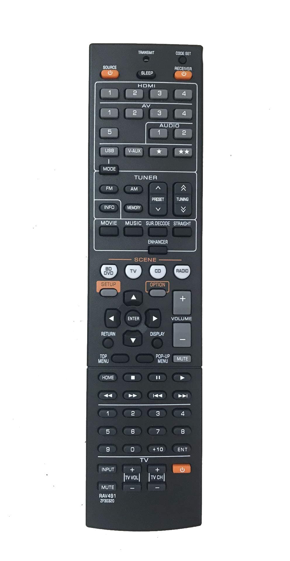 Replacement Remote Control for Yamaha RX-V765 RX-V665 HTR-3067 HTR-5064 YHT-4910U RX-V377 YHT-595BL AV Receiver