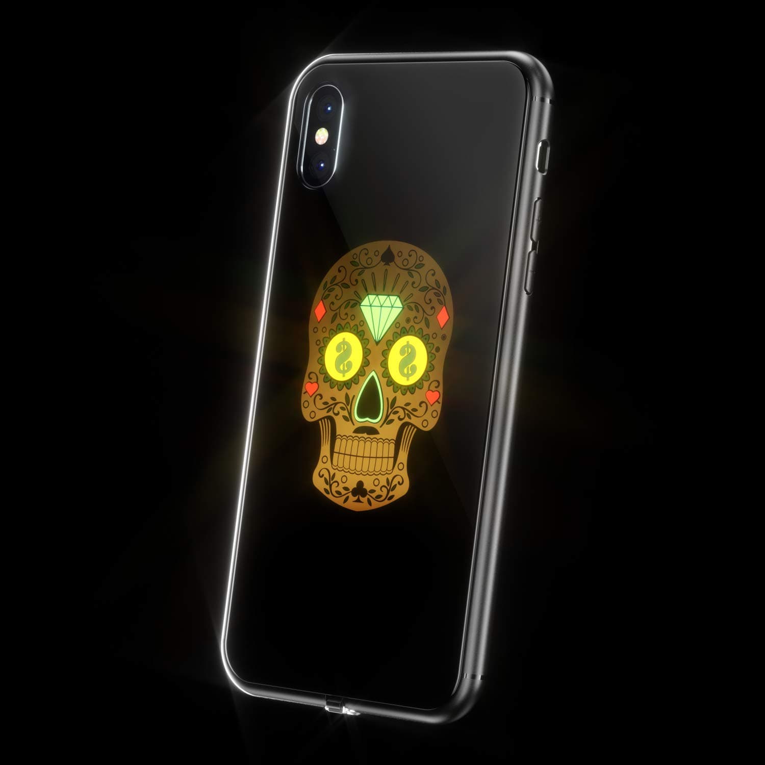 LED Light Up Case for iPhone X, WILLGOO Music-Activated Flashing iPhone Case for Self Expression, Protective Phone Cover (Skull)