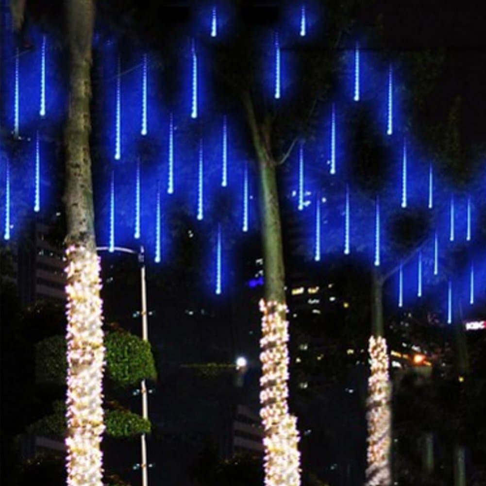 Outdoor Lights,LED E26/E27 Meteor Shower Rain Lights,Waterproof Garden Lights Snow Falling Raindrop Cascading Light for Holiday Wedding Home Xmas Tree Decor 8 Pack