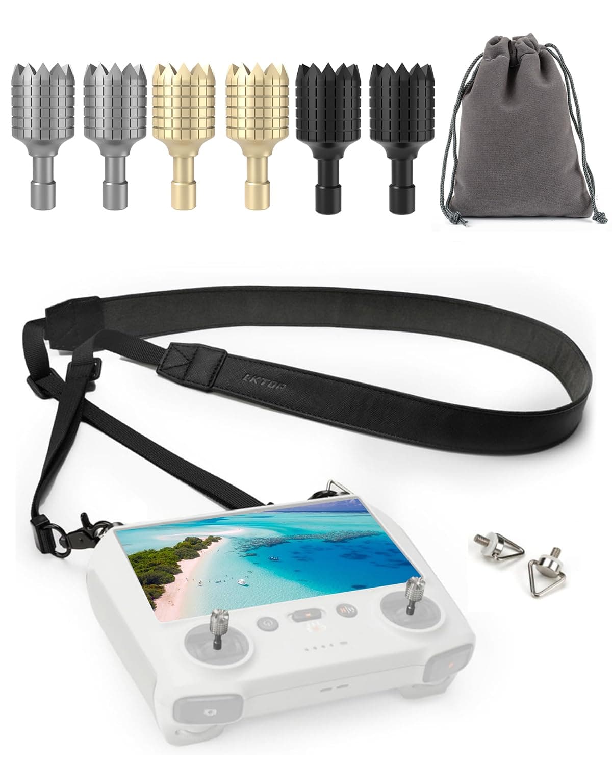 LKTOP RC/RC2 Lanyard Neck Strap+Joysticks for DJI Remote Controller, 50-63'' Leather Lanyard 3 Pairs Sticks for DJI Mini 3/Mini 3 Pro/Mini 4 Pro/Air 3/Air 2S/Mavic 3/Mavic 3 Pro/Mavic 3 Classic