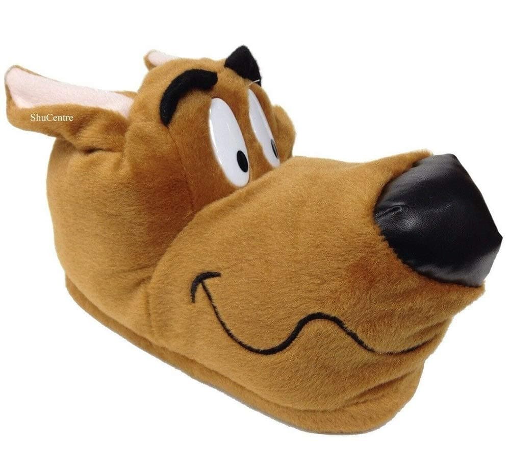 Novelty Light Brown Dog Slippers - Size