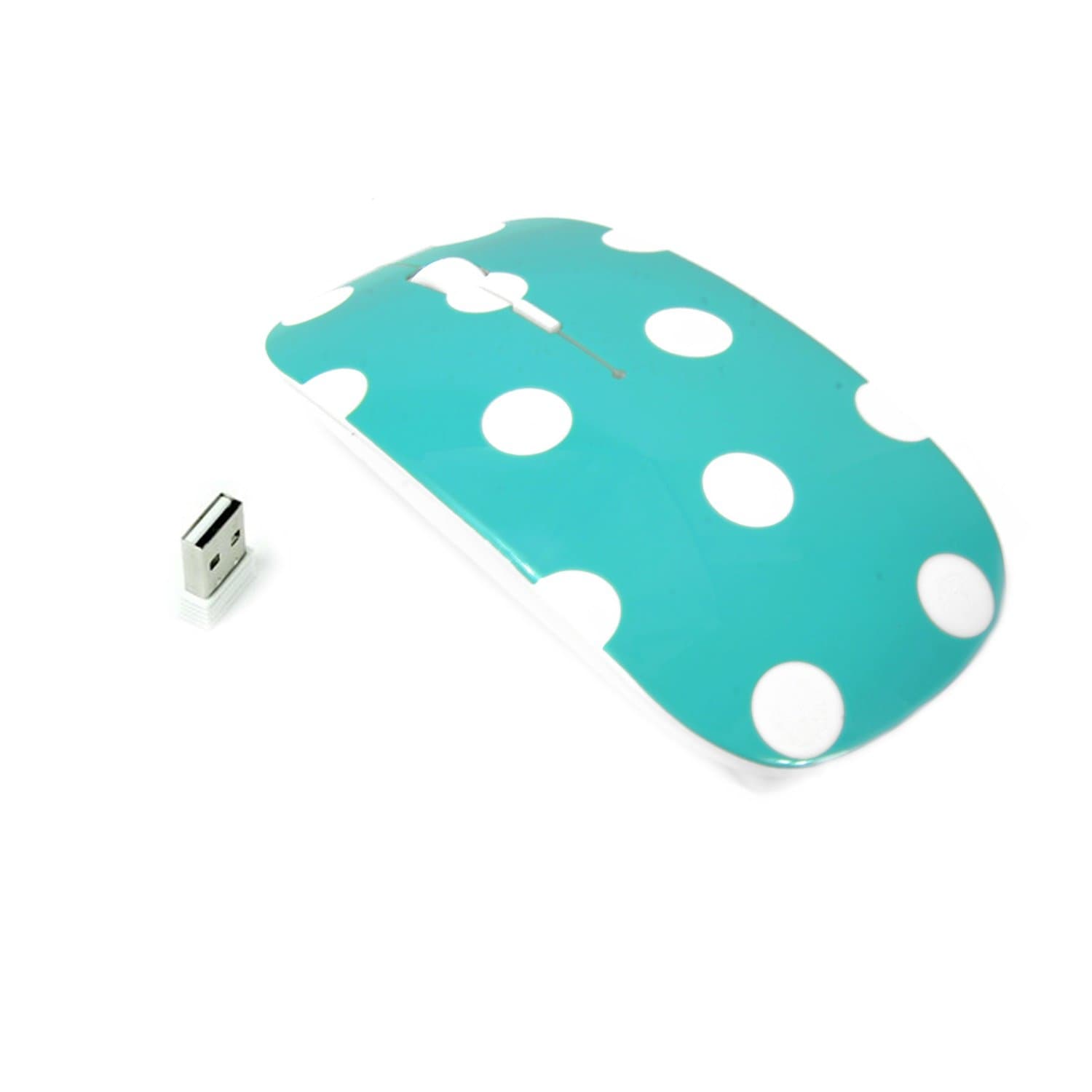 TopCase Polka Dot Design Hot Blue/Turquoise USB Optical Wireless Mouse for MacBook (pro, air) and All Laptop + TopCase Designed Chevron Mouse Pad