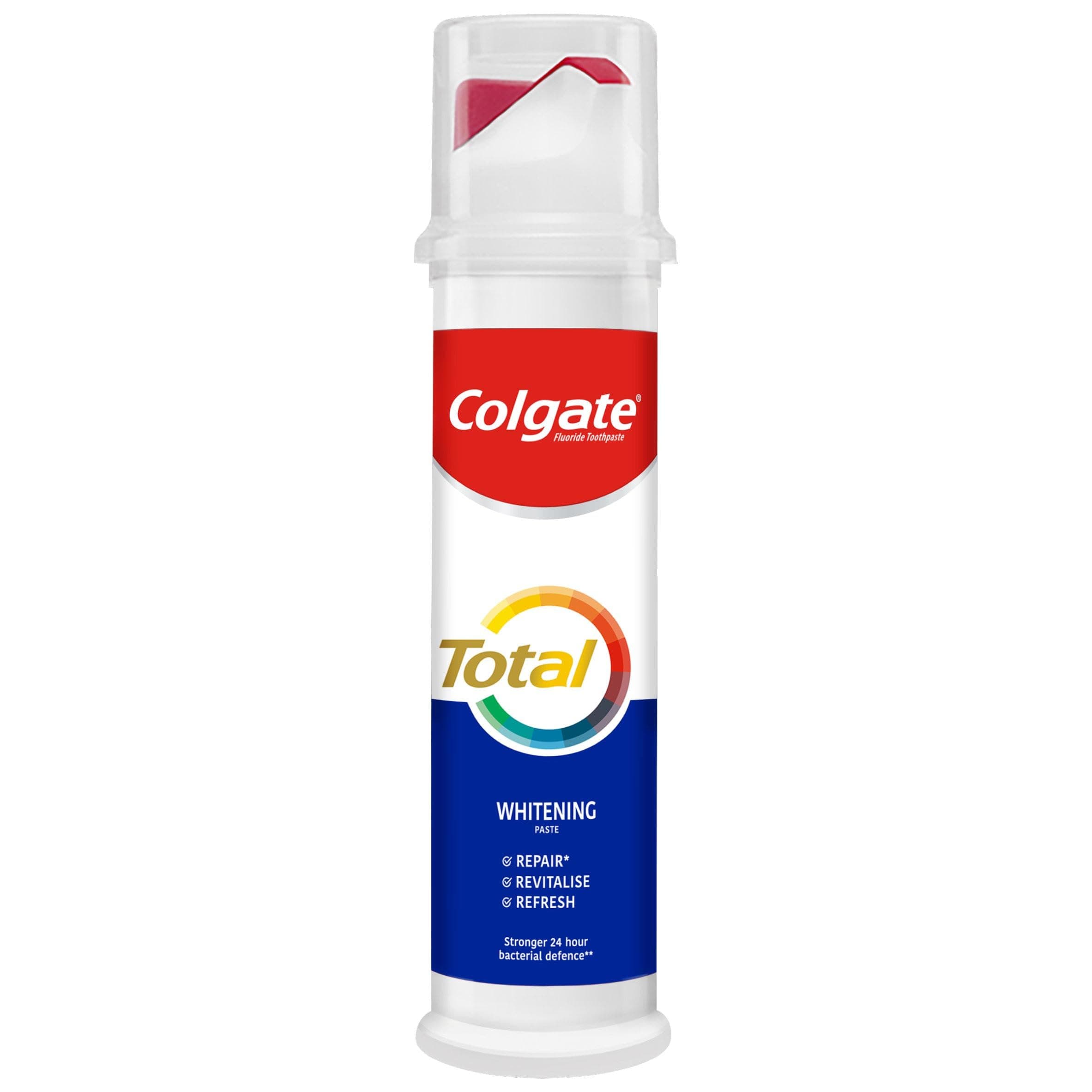 Colgate Total Whitening Toothpaste 100ml - Stronger 24-Hour Bacterial Defence* - Long-Lasting Active Protection* - Effectively removes Surface Stains - 8 Benefits for Complete Protection