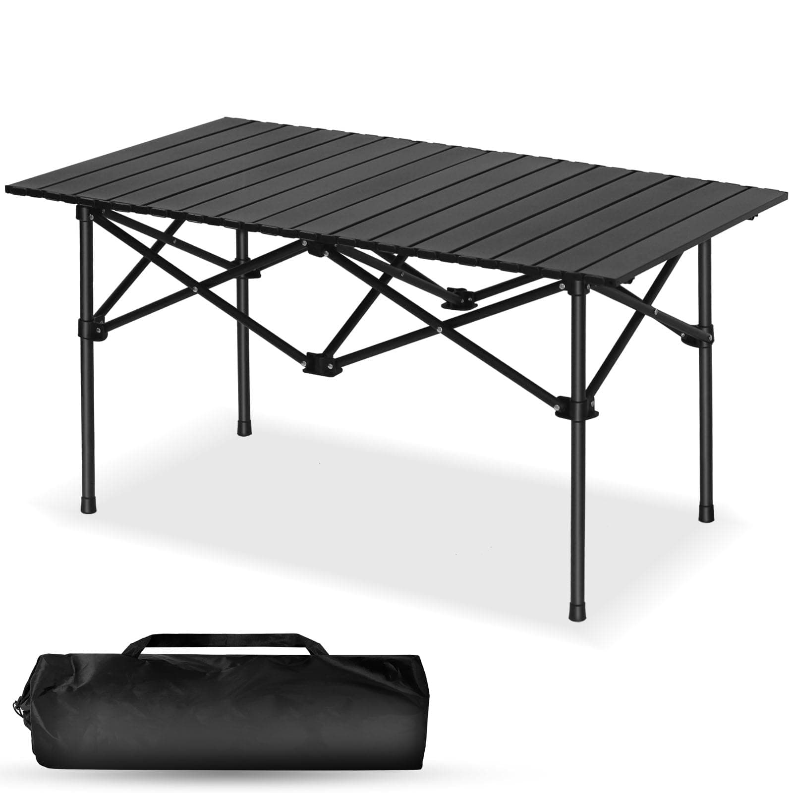 SKY-TOUCH Outdoor Camping Folding Table,Lightweight Folding Table with Aluminum Table Top and Carry Bag, Easy to Carry, Perfect for Outdoor, Picnic, Cooking, Beach, Hiking, Fishing(95×57×50cm)