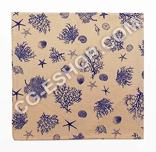 Rectangular Tablecloth Sea Coral 6 People 140 x 180 cm Cream Blue Blue
