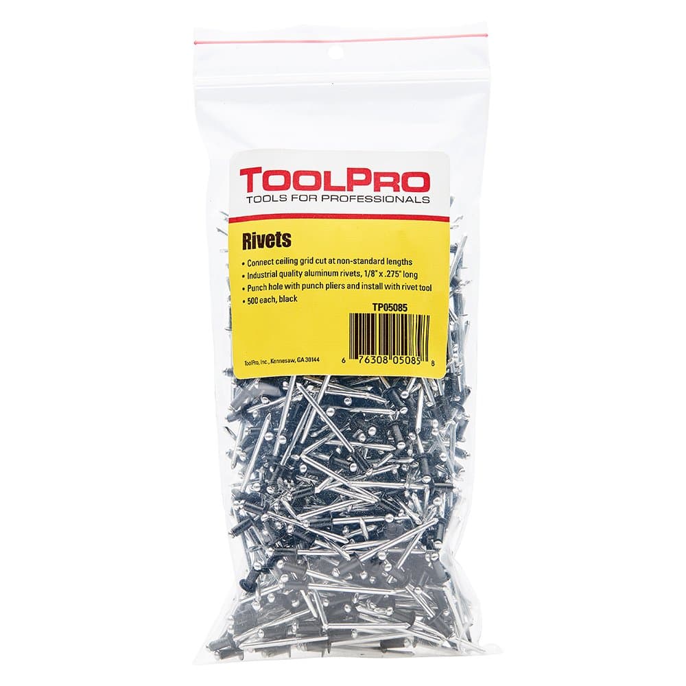 TOOLPROPop Rivets for Ceilings, Black, 1/8" (500 Pack)