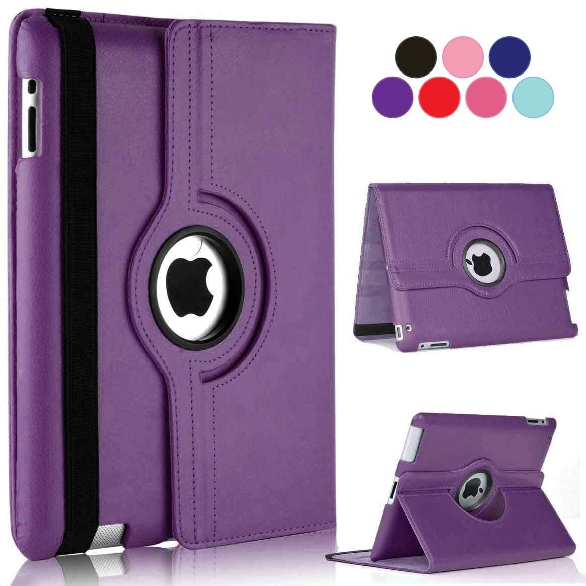 Rotating Case for iPad Pro 12.9 inch [1st/2nd Gen 2015/2017], 360 Degree Stand [Auto Sleep/Wake] Folio PU Leather Smart Cover (Purple)