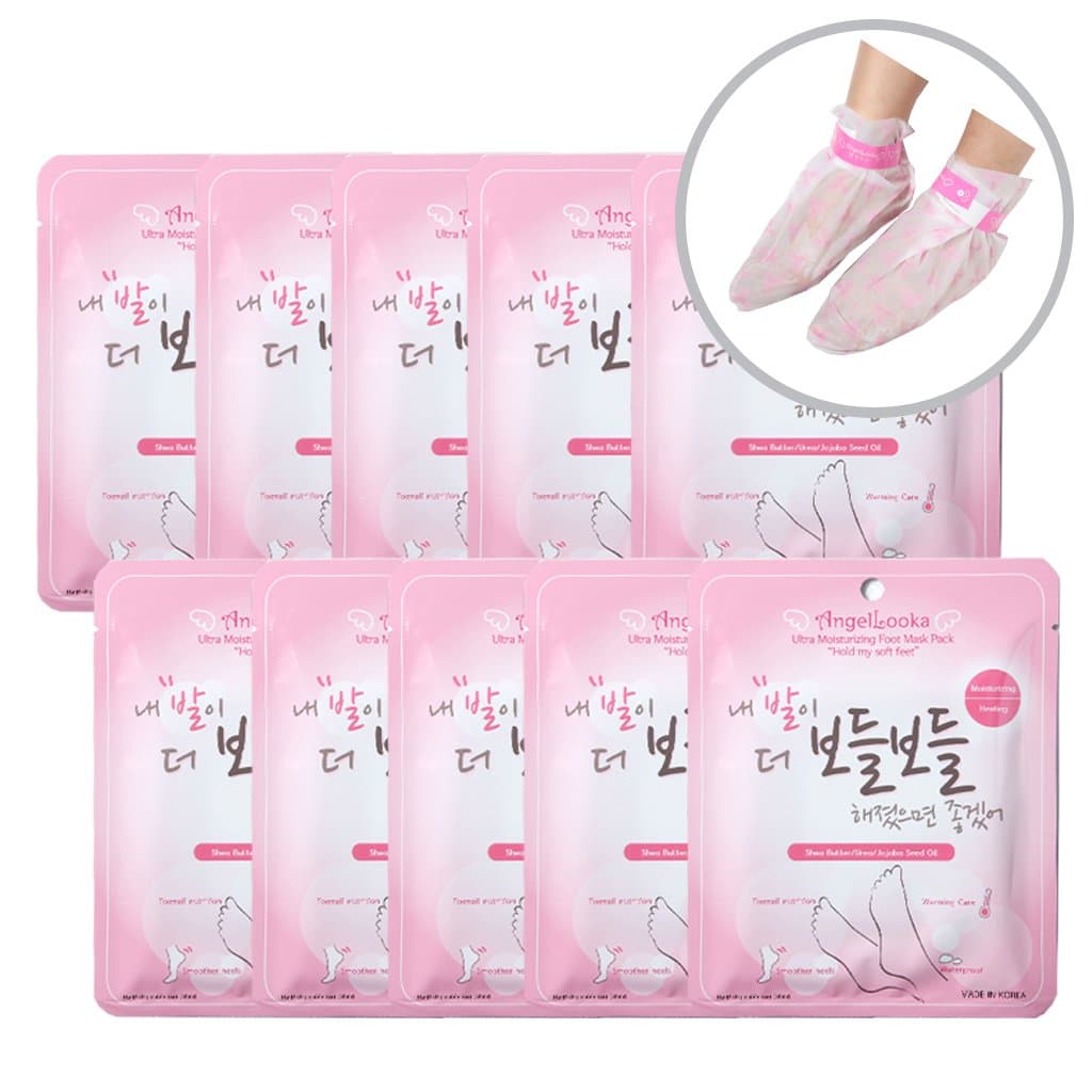 [ANGELLOOKA] Ultra Moisturizing Heating Foot Mask Pack 18ml Pack of 10, Smoother Heels, Toenail Nutrition, Warming Care for Dry Foot