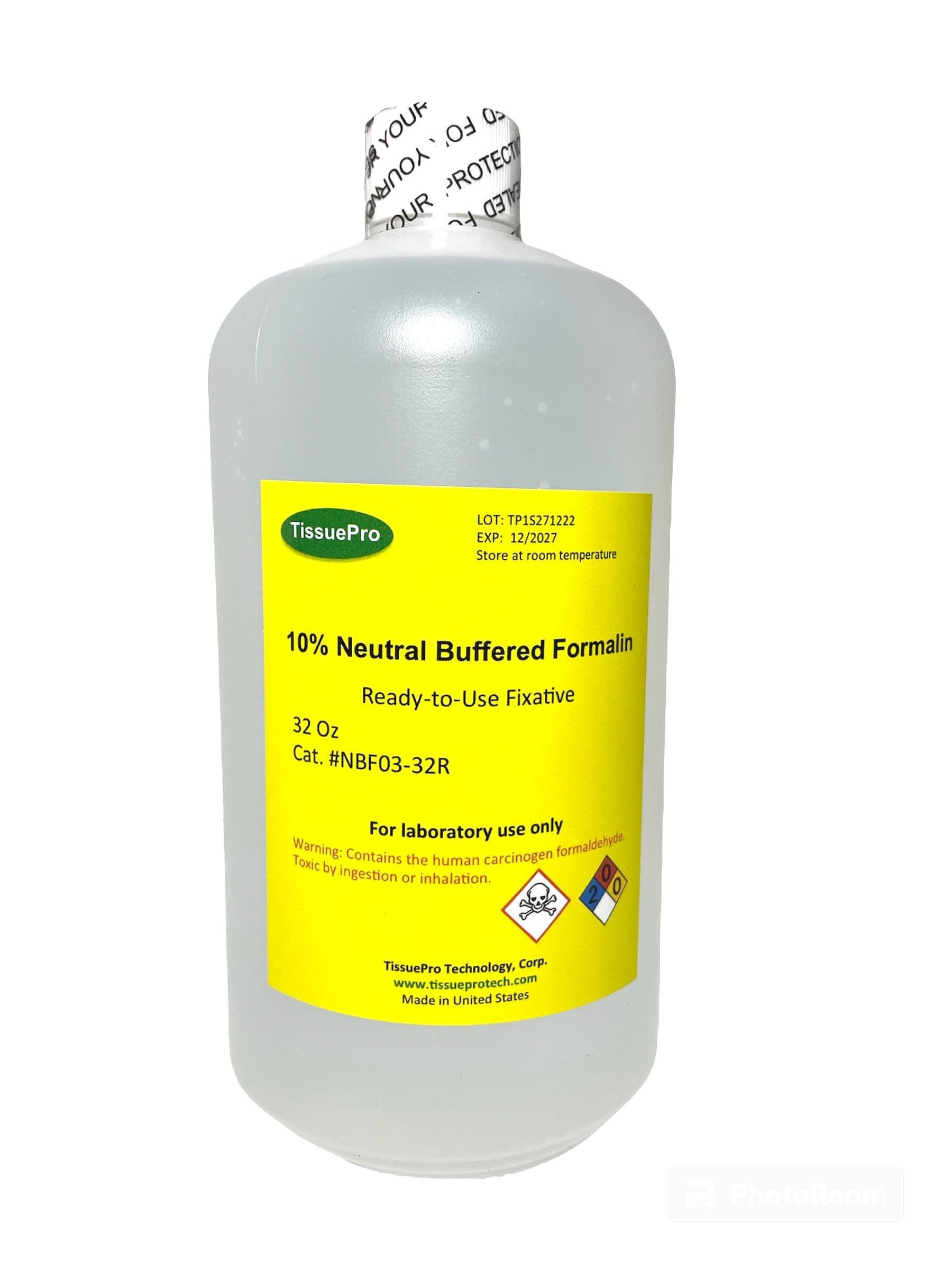Tissue Pro - 10% Neutral Buffered Formalin (NBF) Ready-to-Use Histological Tissue Fixative, Formaldehyde Wet Specimen Preservation, Research Chemical