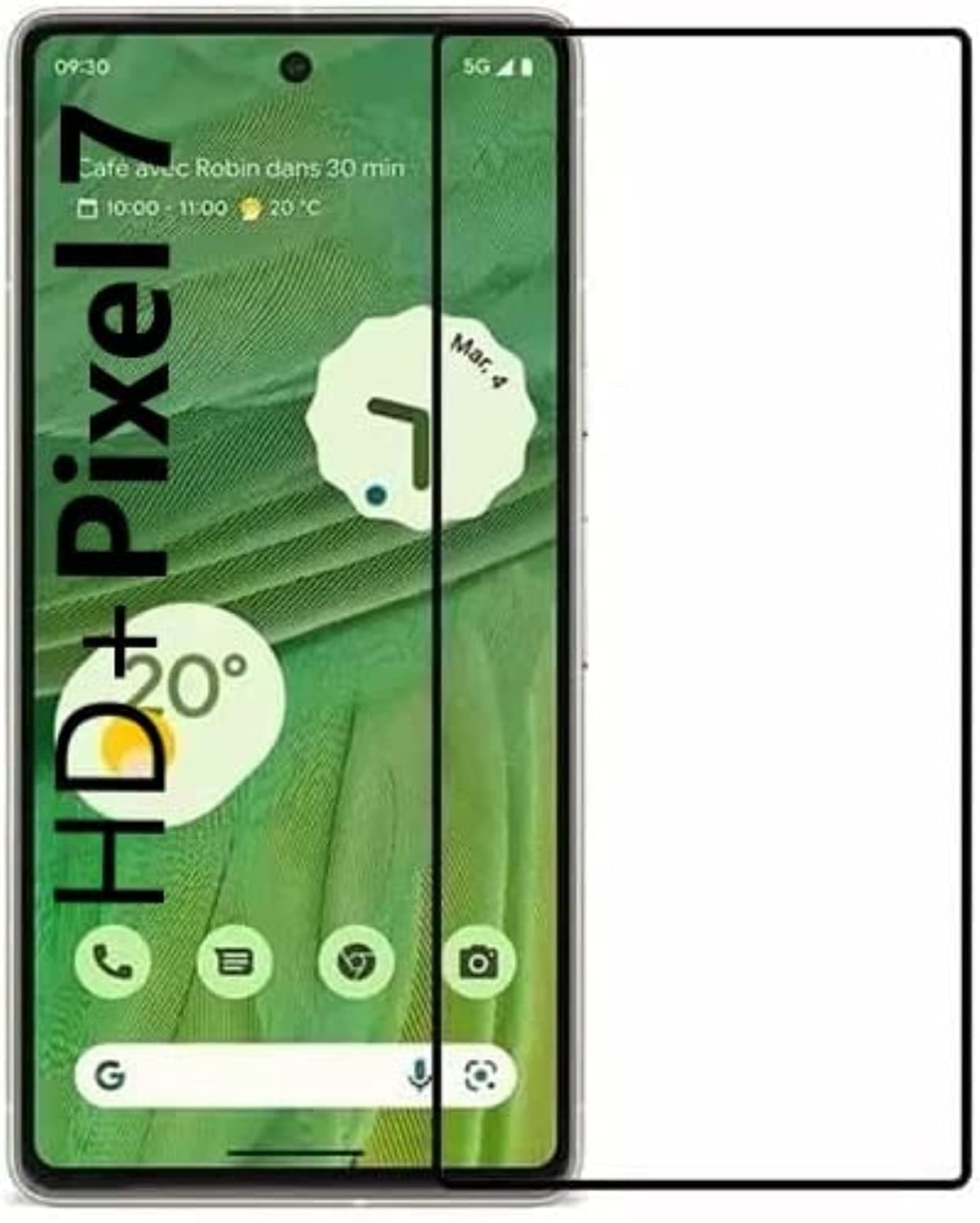 Google Pixel 7 5D Tempered Glass,Full Glue Full Coverage Premium Pro Tempered Glass Screen Protector For Google Pixel 7 - Black (Black)