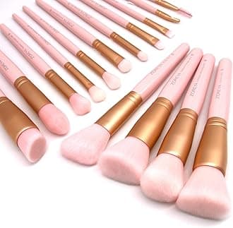 ZOREYA Makeup Brush Set - 15 Pcs Premium Synthetic Foundation Concealers Eye Shadows Make Up Brush,Eyeliner Brushes(Pink)