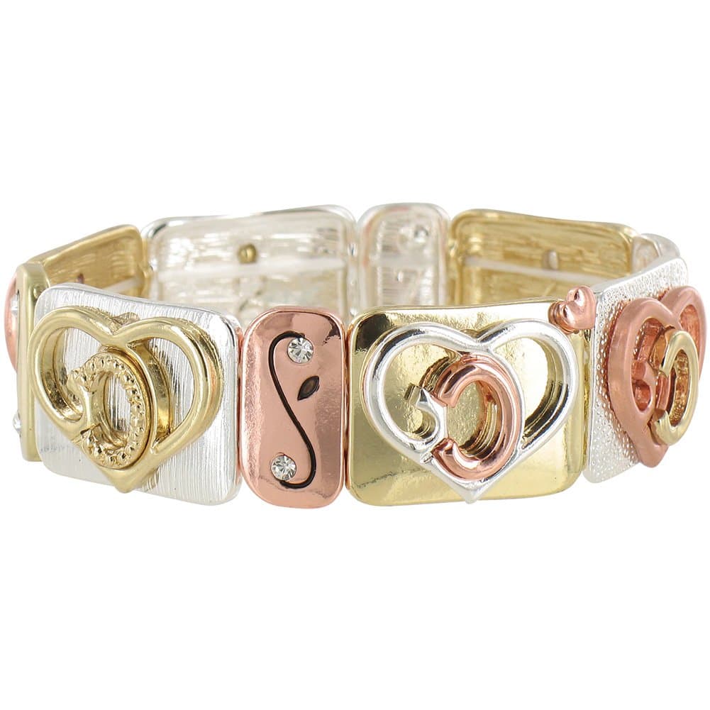 Gods Heart Tri-Tone Tile Stretch Braclet